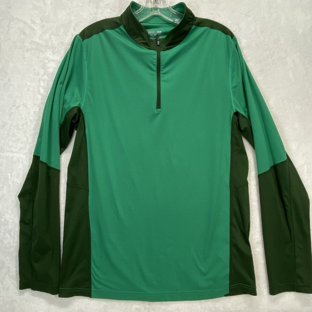 MOUNTAIN HARDWEAR 1/4 Zip Shirt Mens L Base Layer Stretch Jersey Pullover Green
